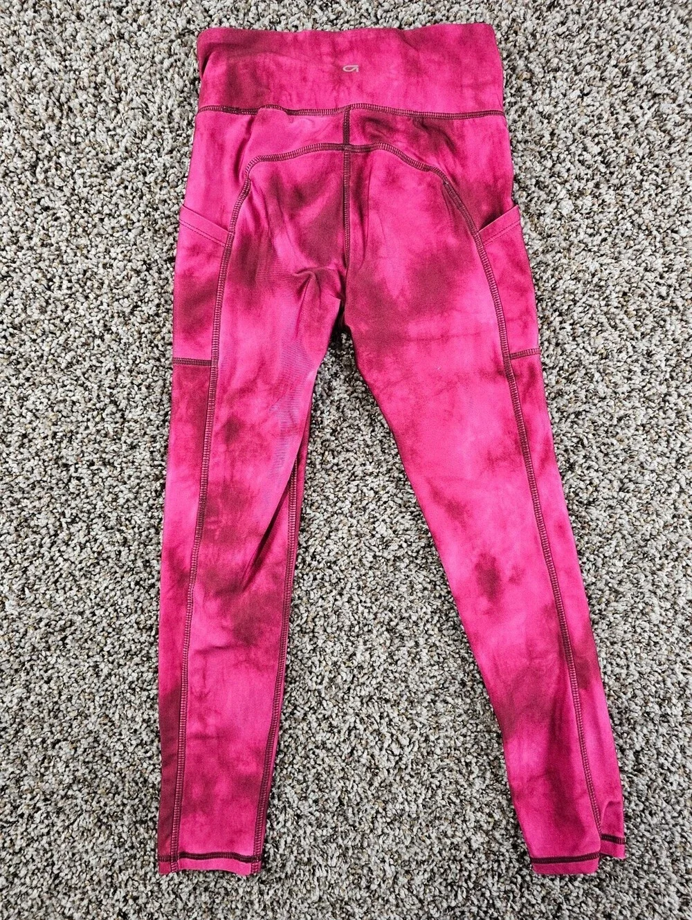 Gap Fit Girls Sz M Athletic Leggings Dark Pink Tie Dye Print